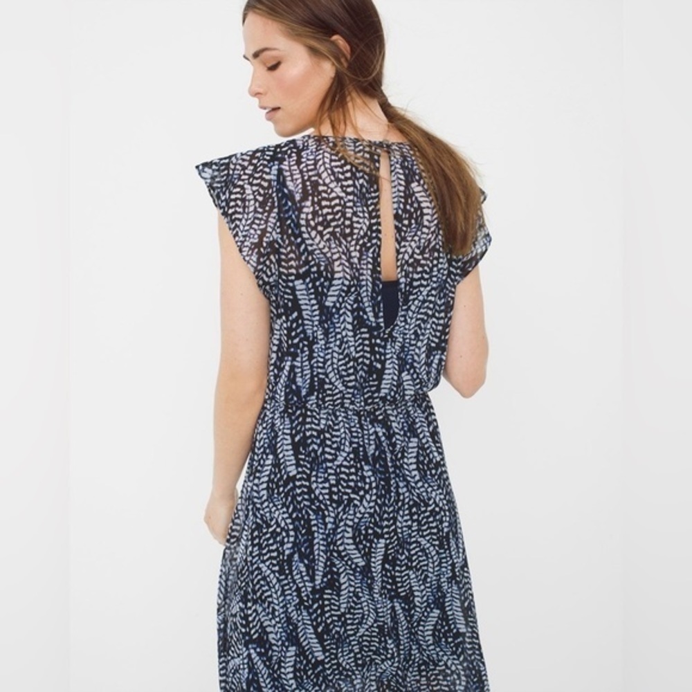 White House Black Market Feather Print Maxi Dress Small S WW17 - Picture 4 of 14